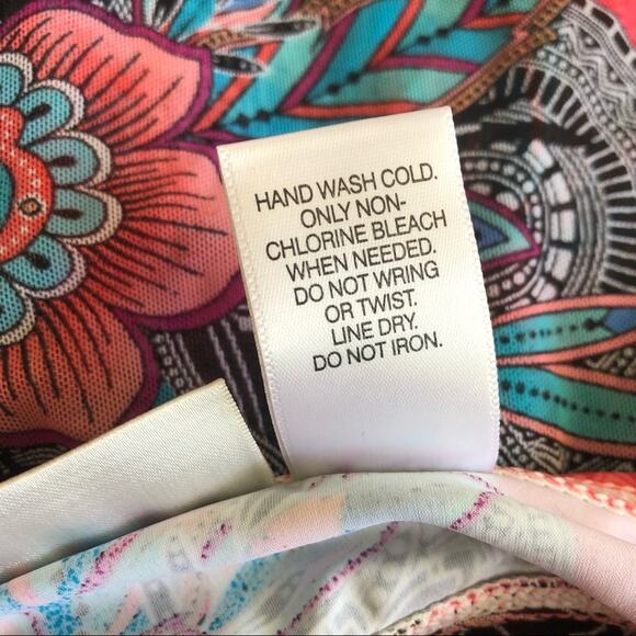 Swim Tankini Top Wrap Sheer Boho Feather Woman’s Size 6 - Picture 5 of 6